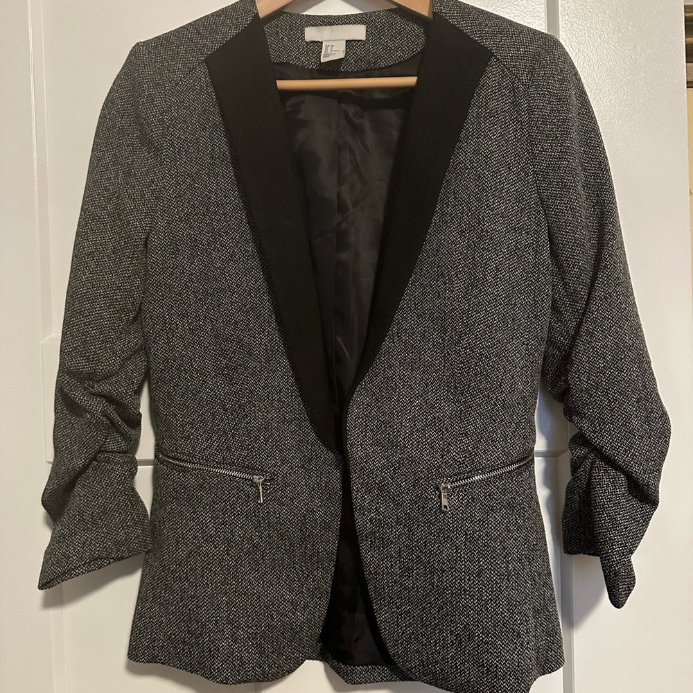 H&M Black and Gray Textured Blazer